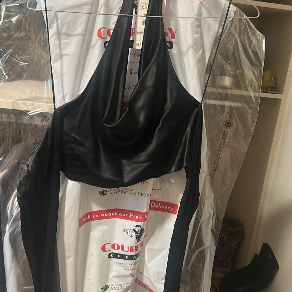 Zara Sleek Black Tie Back Halter